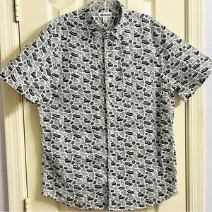 Abound Mens Street Food Party Short Sleeve Button Camp Shirt Medium